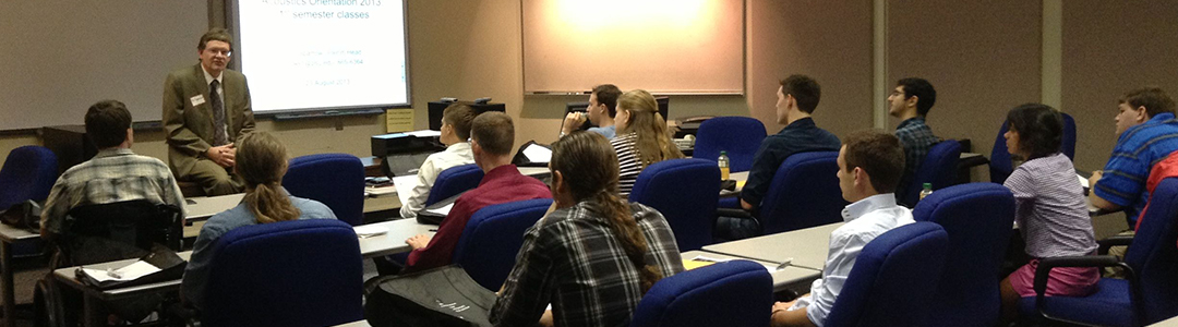 Students listen during a lecture. 